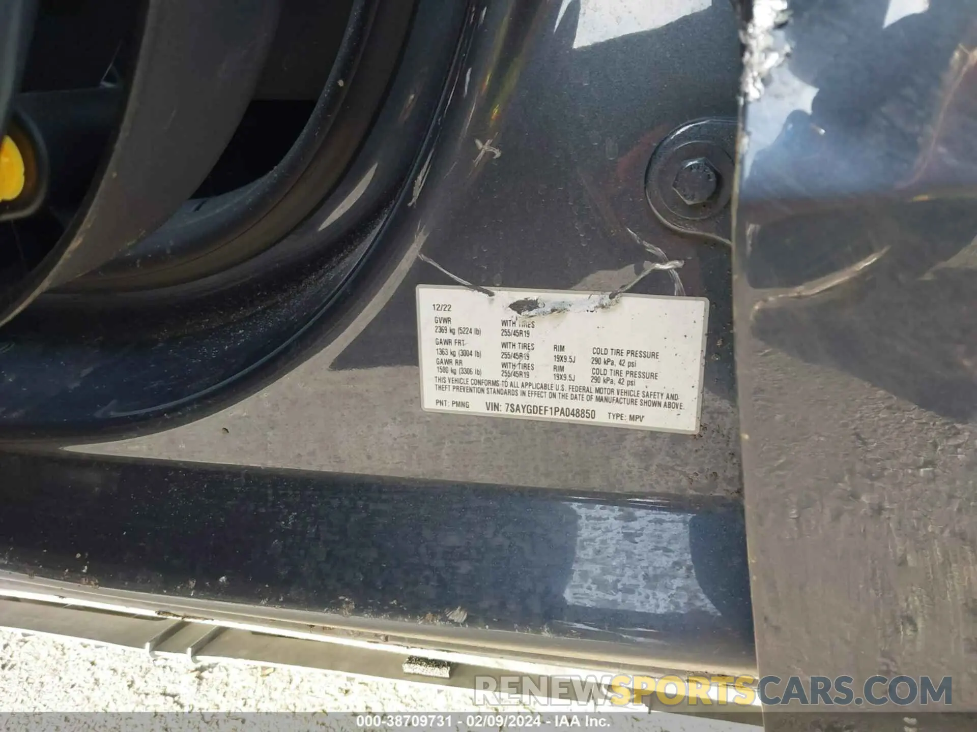 9 Фотография поврежденного автомобиля 7SAYGDEF1PA048850 TESLA MODEL Y 2023