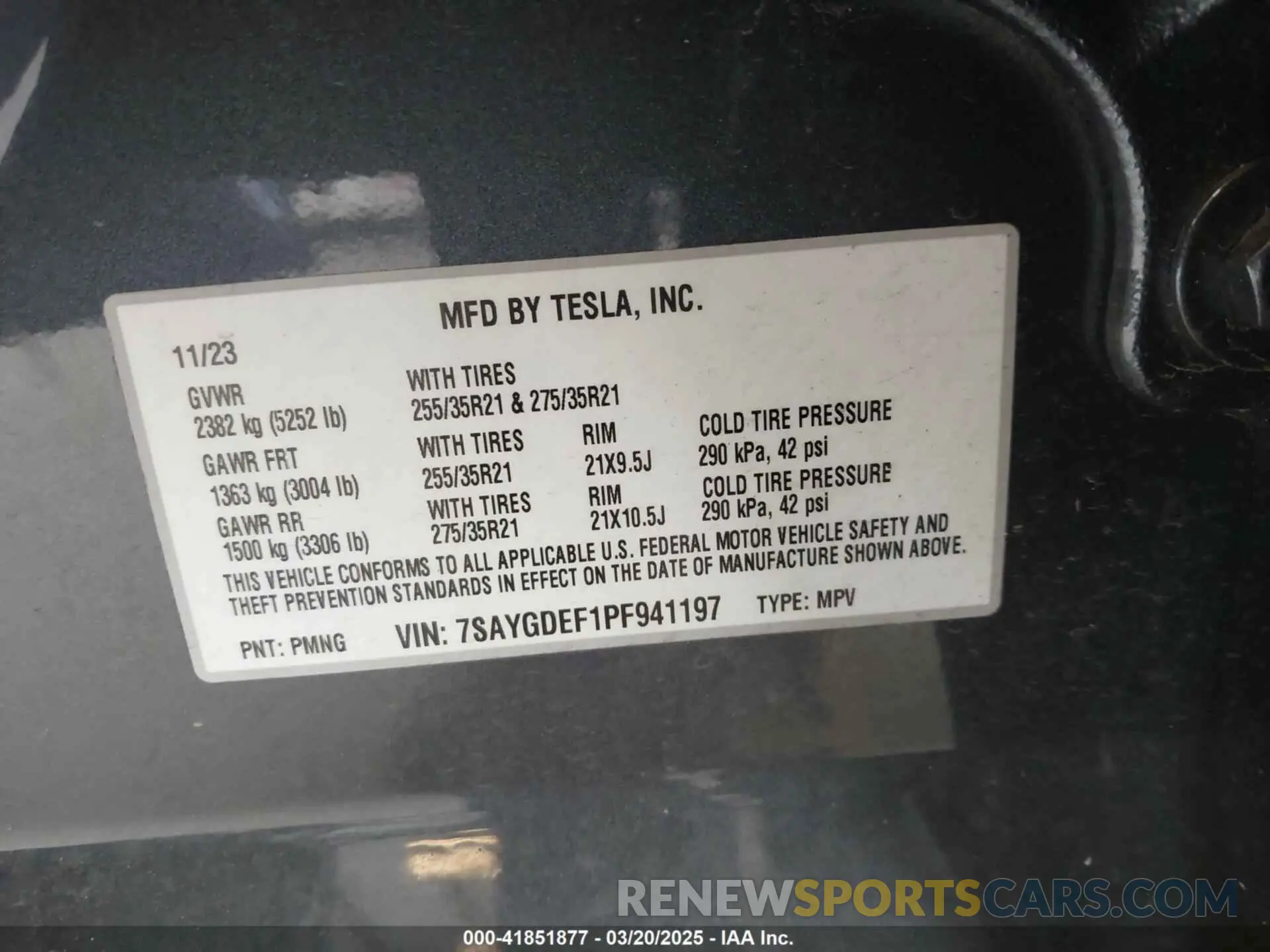 9 Фотография поврежденного автомобиля 7SAYGDEF1PF941197 TESLA MODEL Y 2023