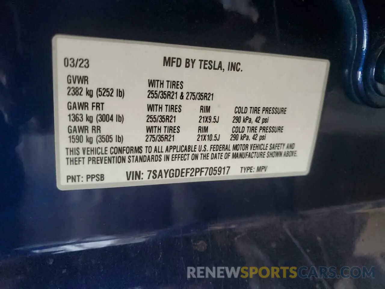 14 Photograph of a damaged car 7SAYGDEF2PF705917 TESLA MODEL Y 2023