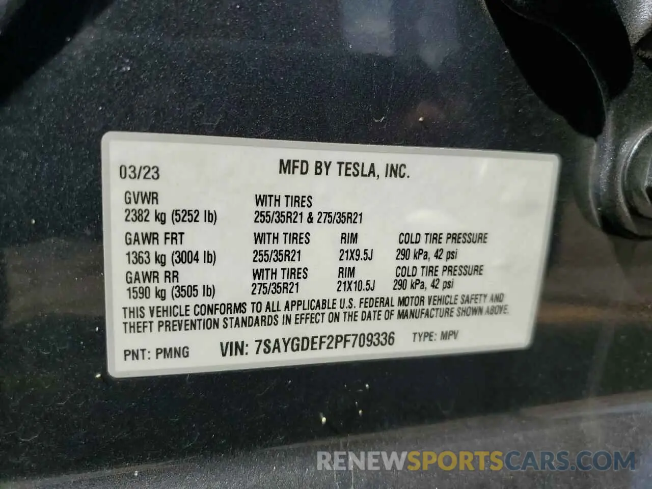 13 Photograph of a damaged car 7SAYGDEF2PF709336 TESLA MODEL Y 2023