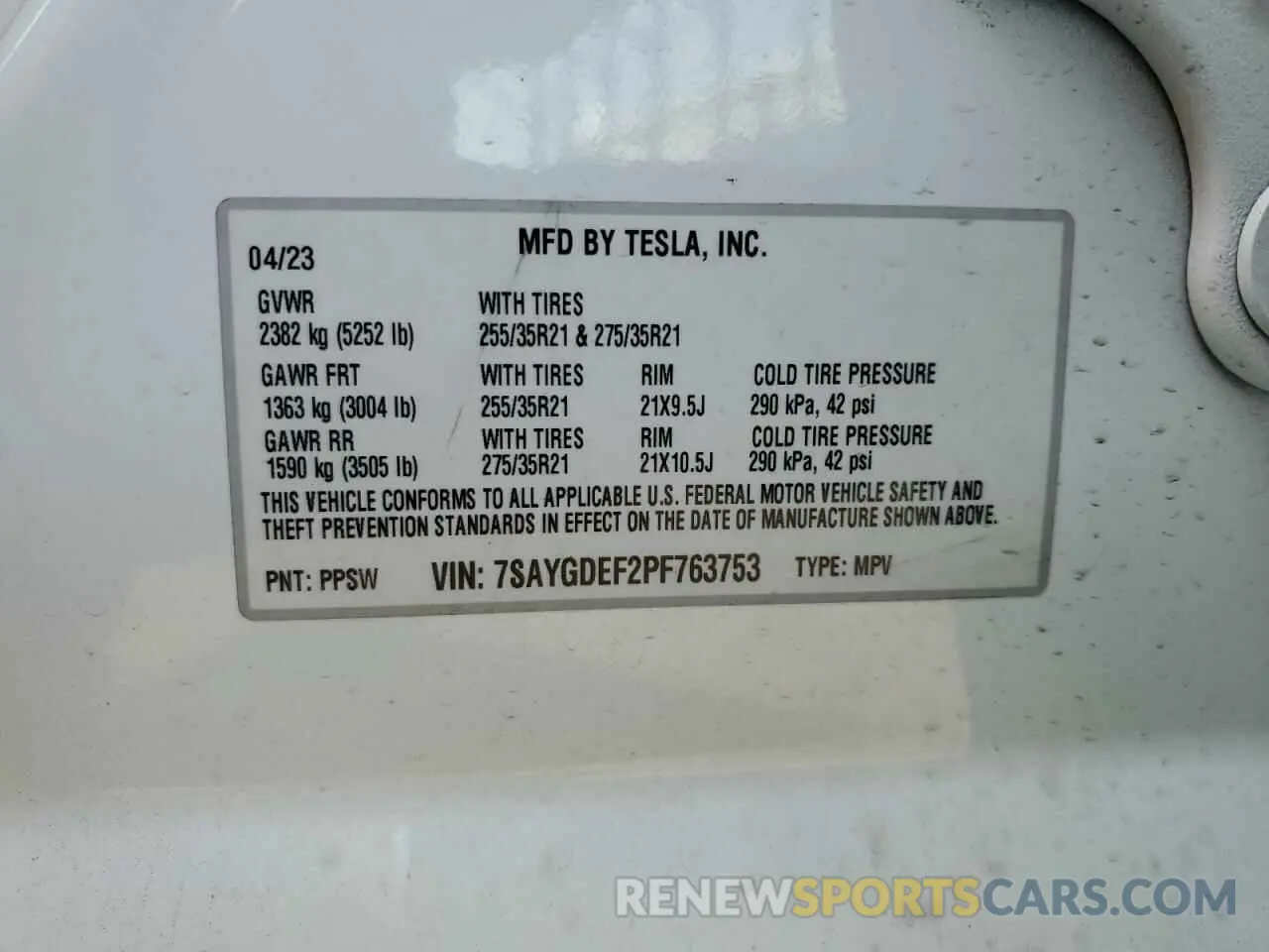 12 Photograph of a damaged car 7SAYGDEF2PF763753 TESLA MODEL Y 2023