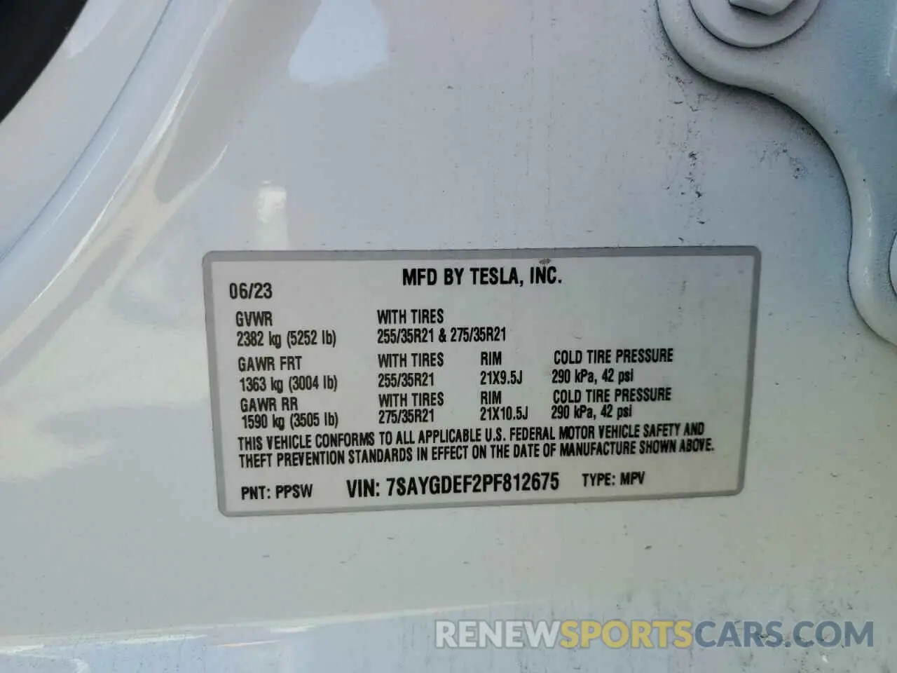 14 Фотография поврежденного автомобиля 7SAYGDEF2PF812675 TESLA MODEL Y 2023