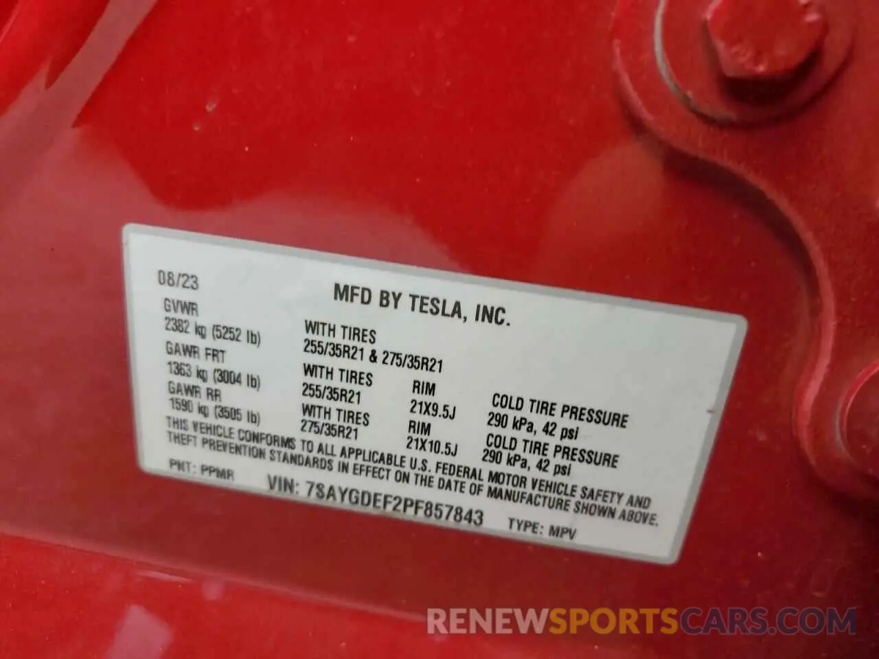 13 Фотография поврежденного автомобиля 7SAYGDEF2PF857843 TESLA MODEL Y 2023