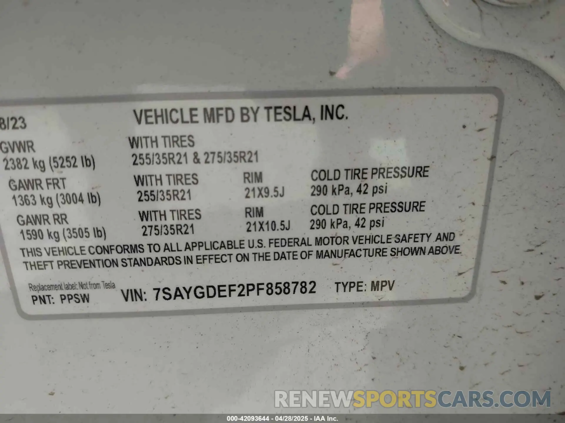 9 Фотография поврежденного автомобиля 7SAYGDEF2PF858782 TESLA MODEL Y 2023