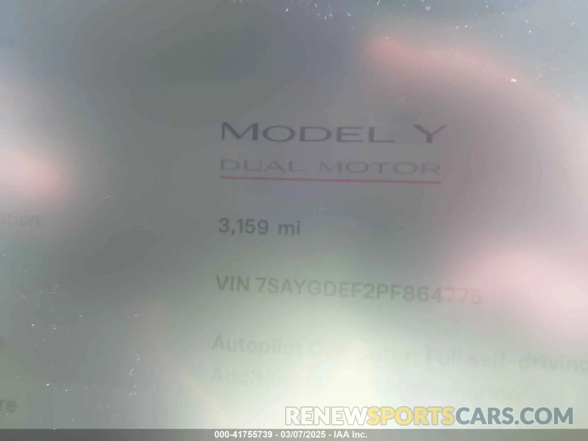 7 Photograph of a damaged car 7SAYGDEF2PF864775 TESLA MODEL Y 2023