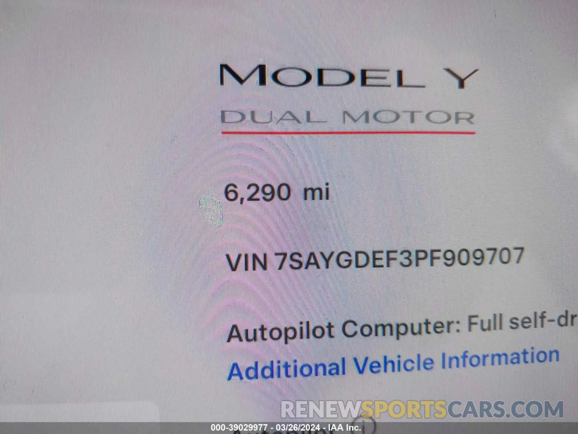 7 Photograph of a damaged car 7SAYGDEF3PF909707 TESLA MODEL Y 2023