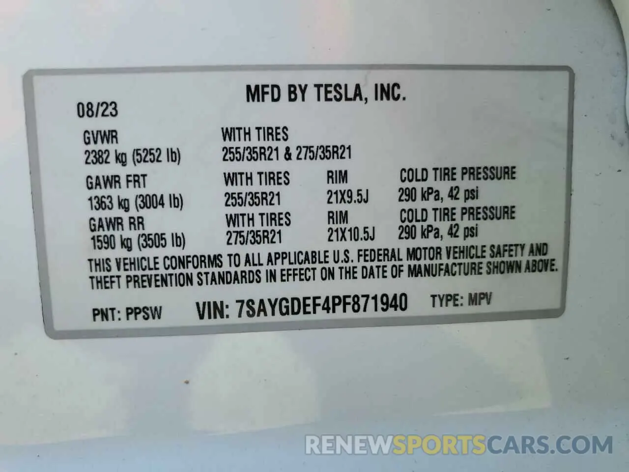 12 Фотография поврежденного автомобиля 7SAYGDEF4PF871940 TESLA MODEL Y 2023