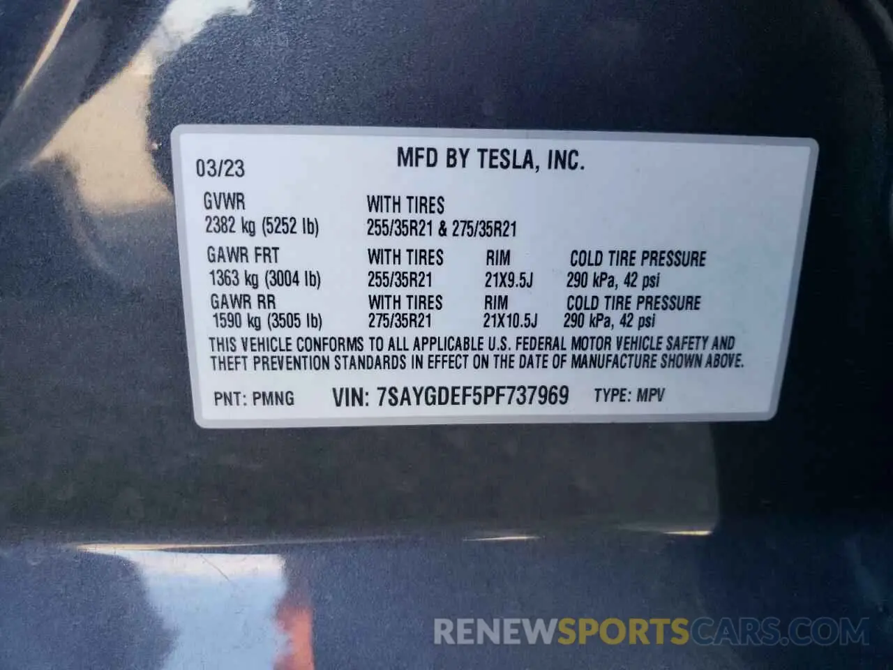 13 Photograph of a damaged car 7SAYGDEF5PF737969 TESLA MODEL Y 2023