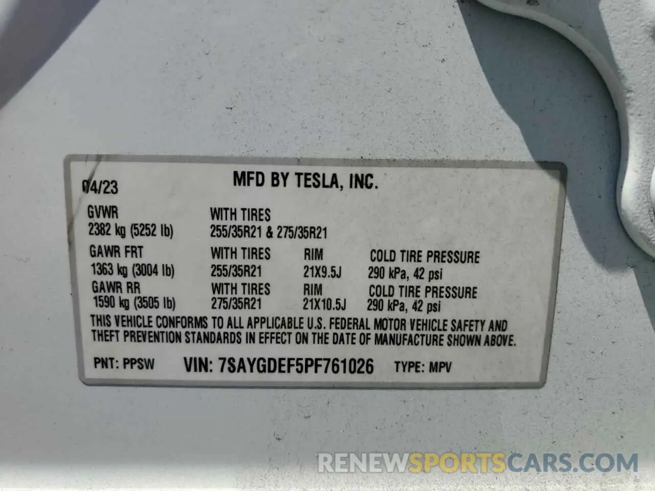 13 Photograph of a damaged car 7SAYGDEF5PF761026 TESLA MODEL Y 2023