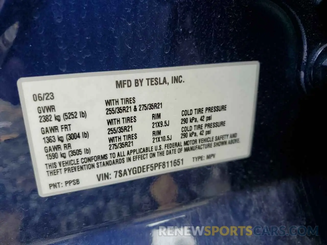 13 Photograph of a damaged car 7SAYGDEF5PF811651 TESLA MODEL Y 2023