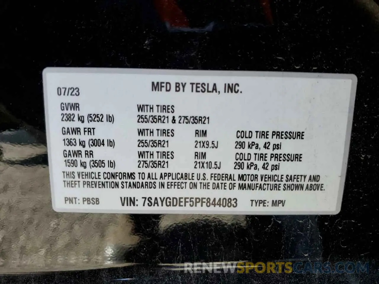15 Photograph of a damaged car 7SAYGDEF5PF844083 TESLA MODEL Y 2023