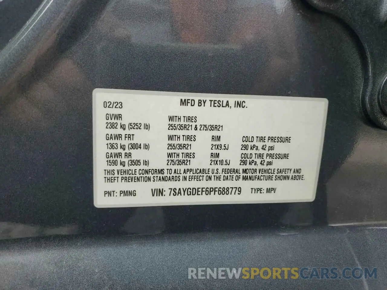 13 Фотография поврежденного автомобиля 7SAYGDEF6PF688779 TESLA MODEL Y 2023