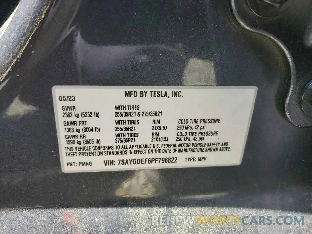 13 Фотография поврежденного автомобиля 7SAYGDEF6PF796822 TESLA MODEL Y 2023