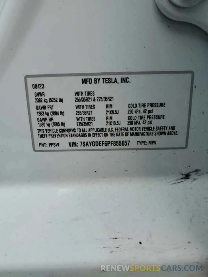 13 Photograph of a damaged car 7SAYGDEF6PF855657 TESLA MODEL Y 2023