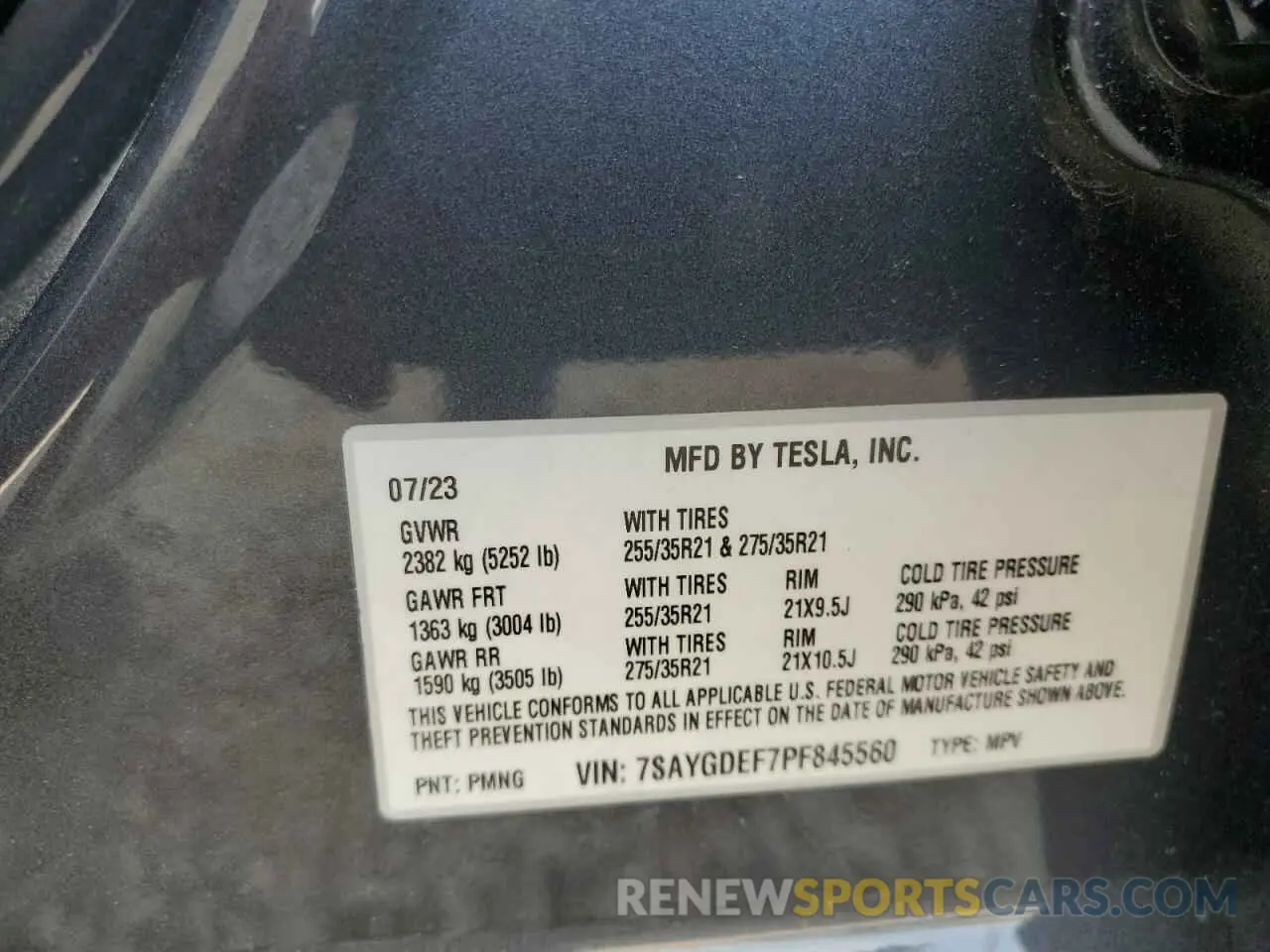 14 Photograph of a damaged car 7SAYGDEF7PF845560 TESLA MODEL Y 2023
