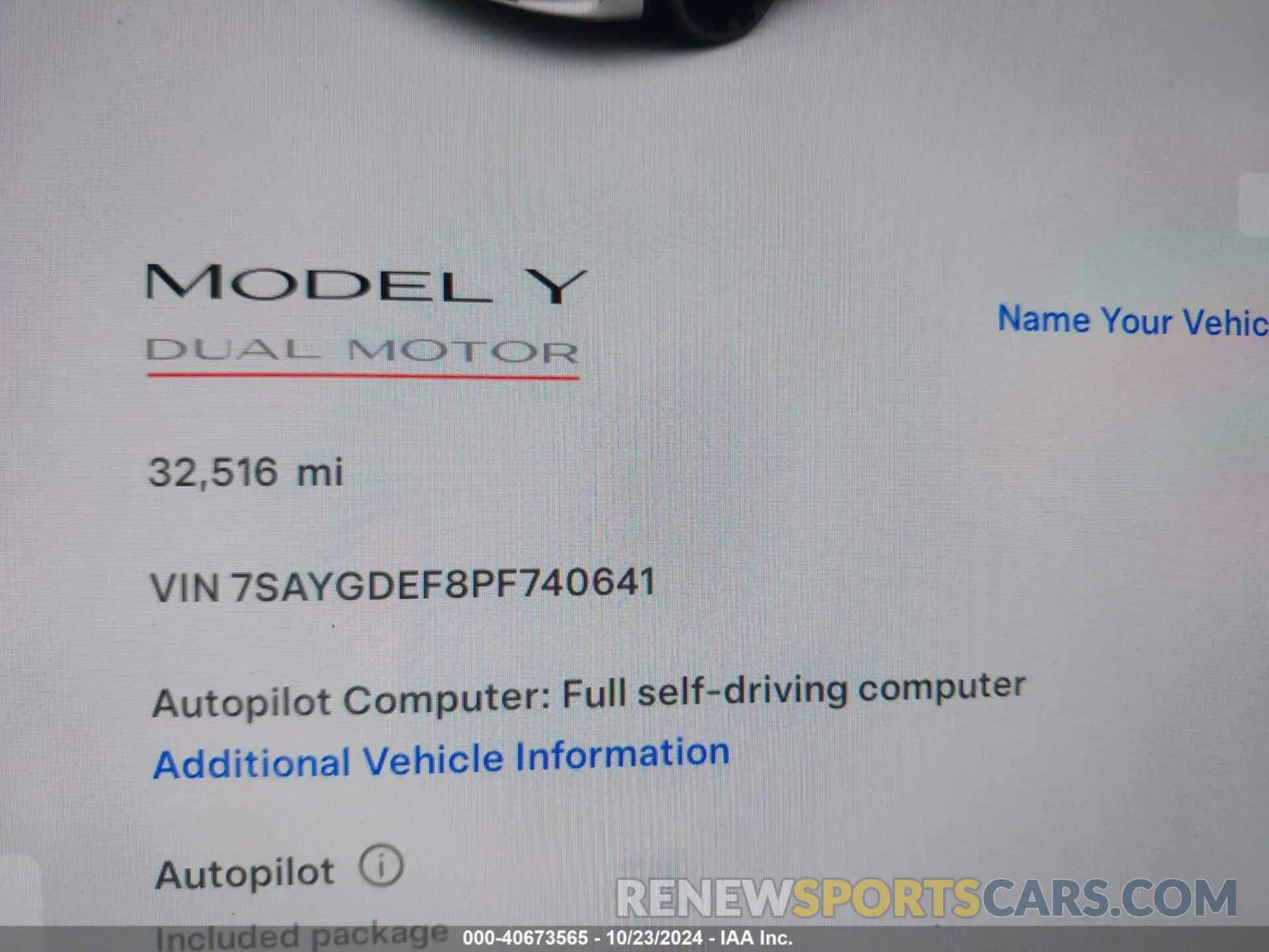 7 Photograph of a damaged car 7SAYGDEF8PF740641 TESLA MODEL Y 2023