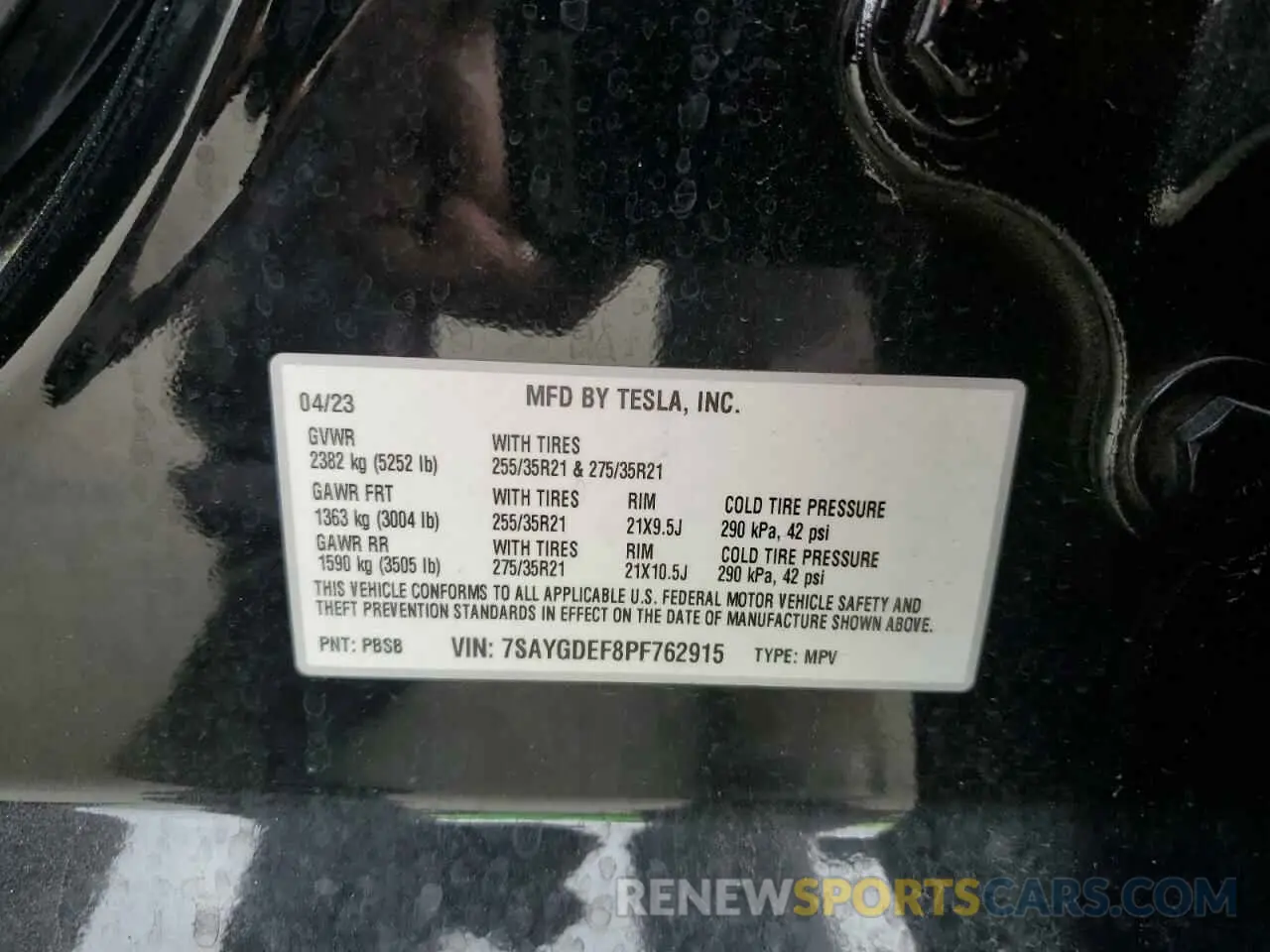 13 Фотография поврежденного автомобиля 7SAYGDEF8PF762915 TESLA MODEL Y 2023