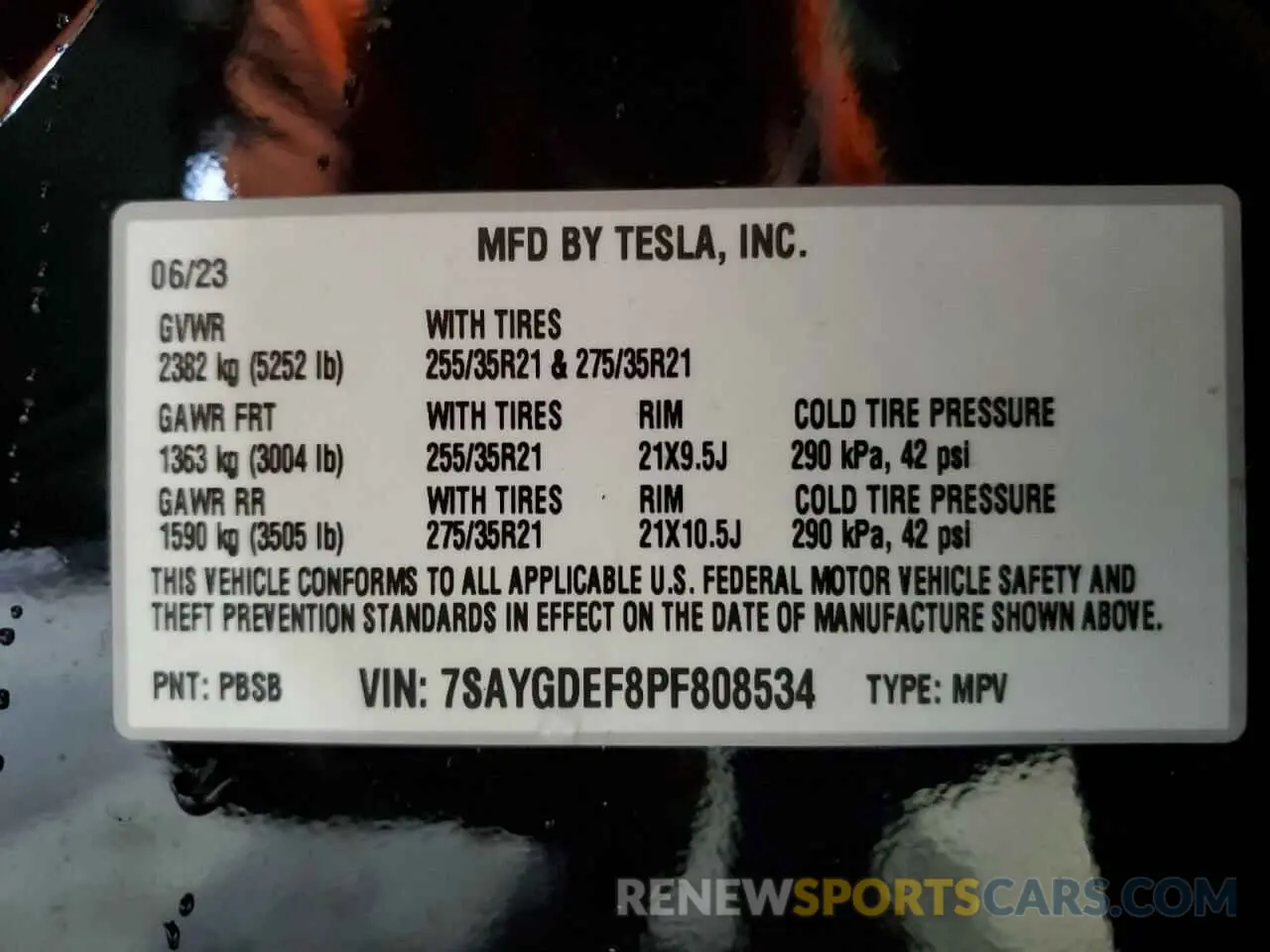 13 Photograph of a damaged car 7SAYGDEF8PF808534 TESLA MODEL Y 2023