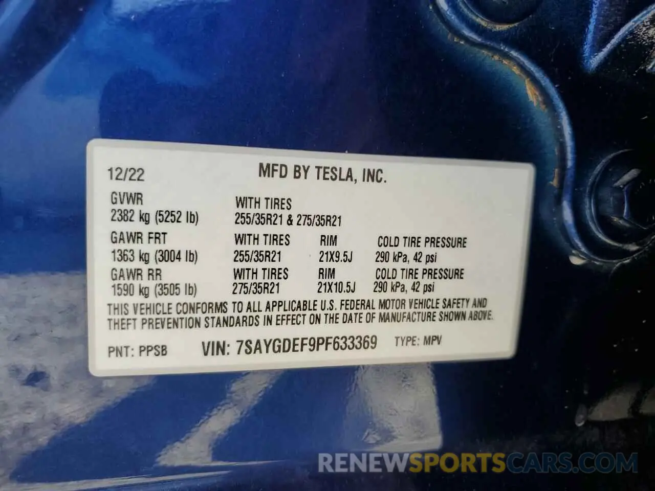 13 Фотография поврежденного автомобиля 7SAYGDEF9PF633369 TESLA MODEL Y 2023