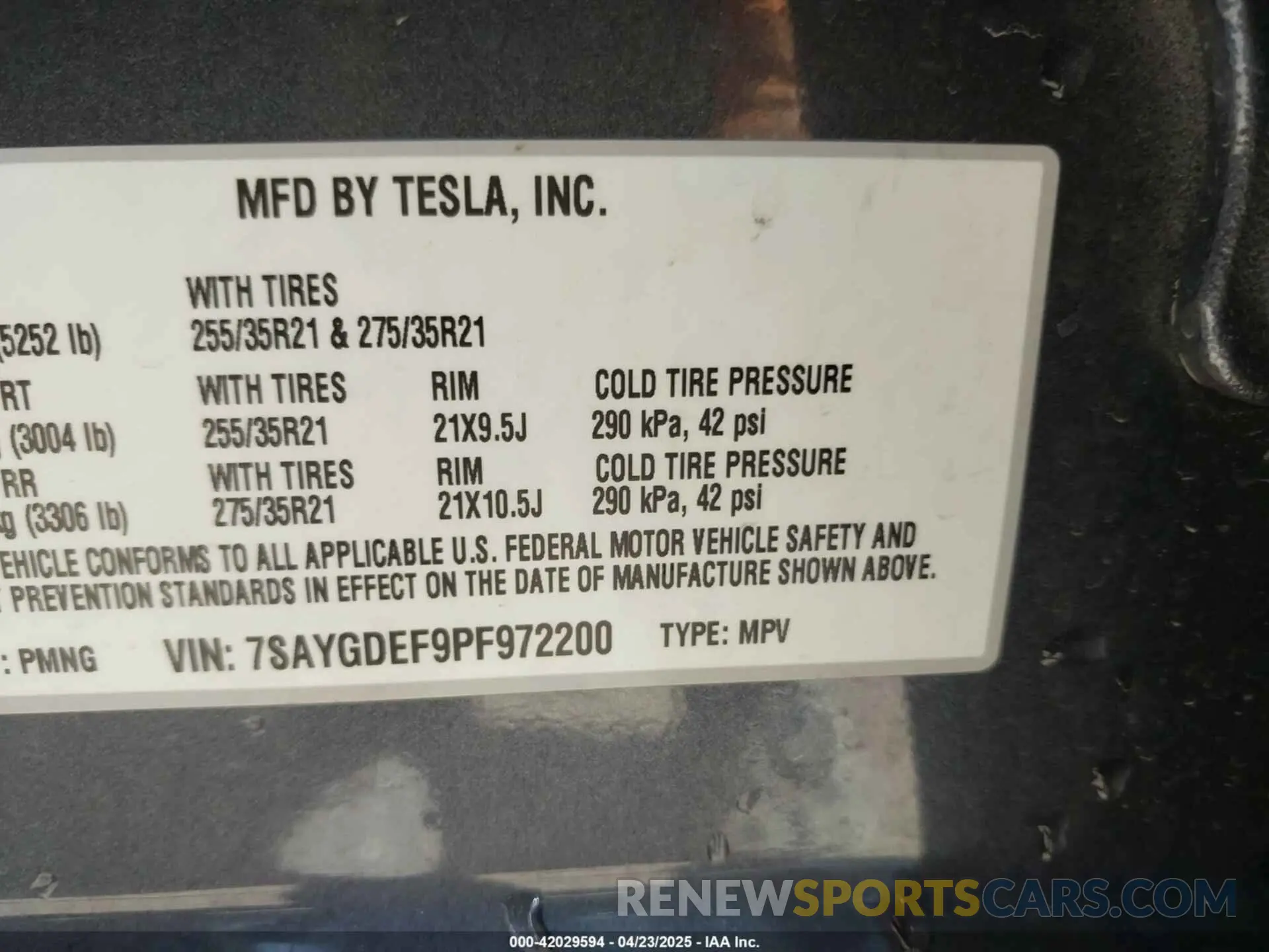 8 Фотография поврежденного автомобиля 7SAYGDEF9PF972200 TESLA MODEL Y 2023