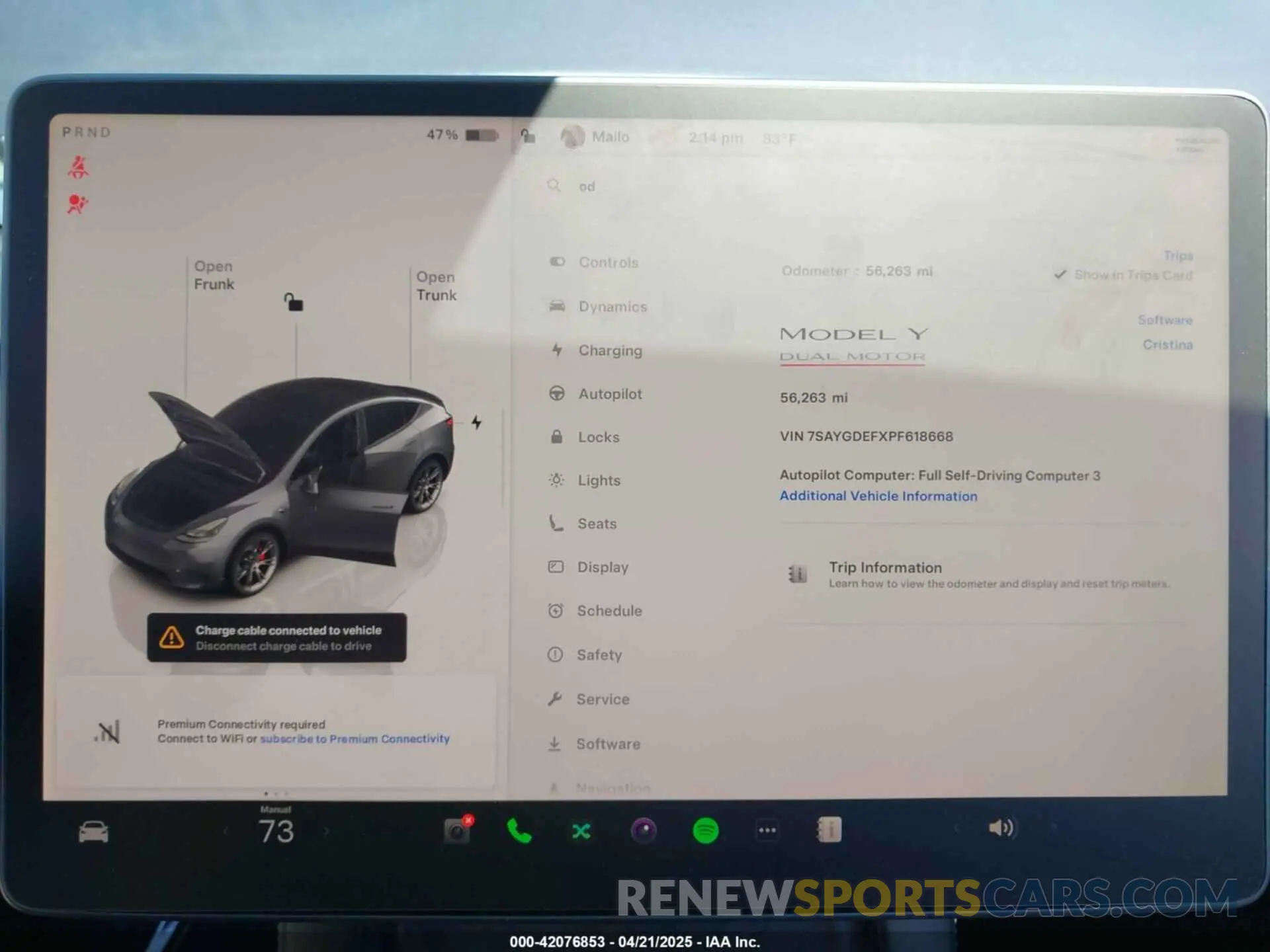 7 Фотография поврежденного автомобиля 7SAYGDEFXPF618668 TESLA MODEL Y 2023