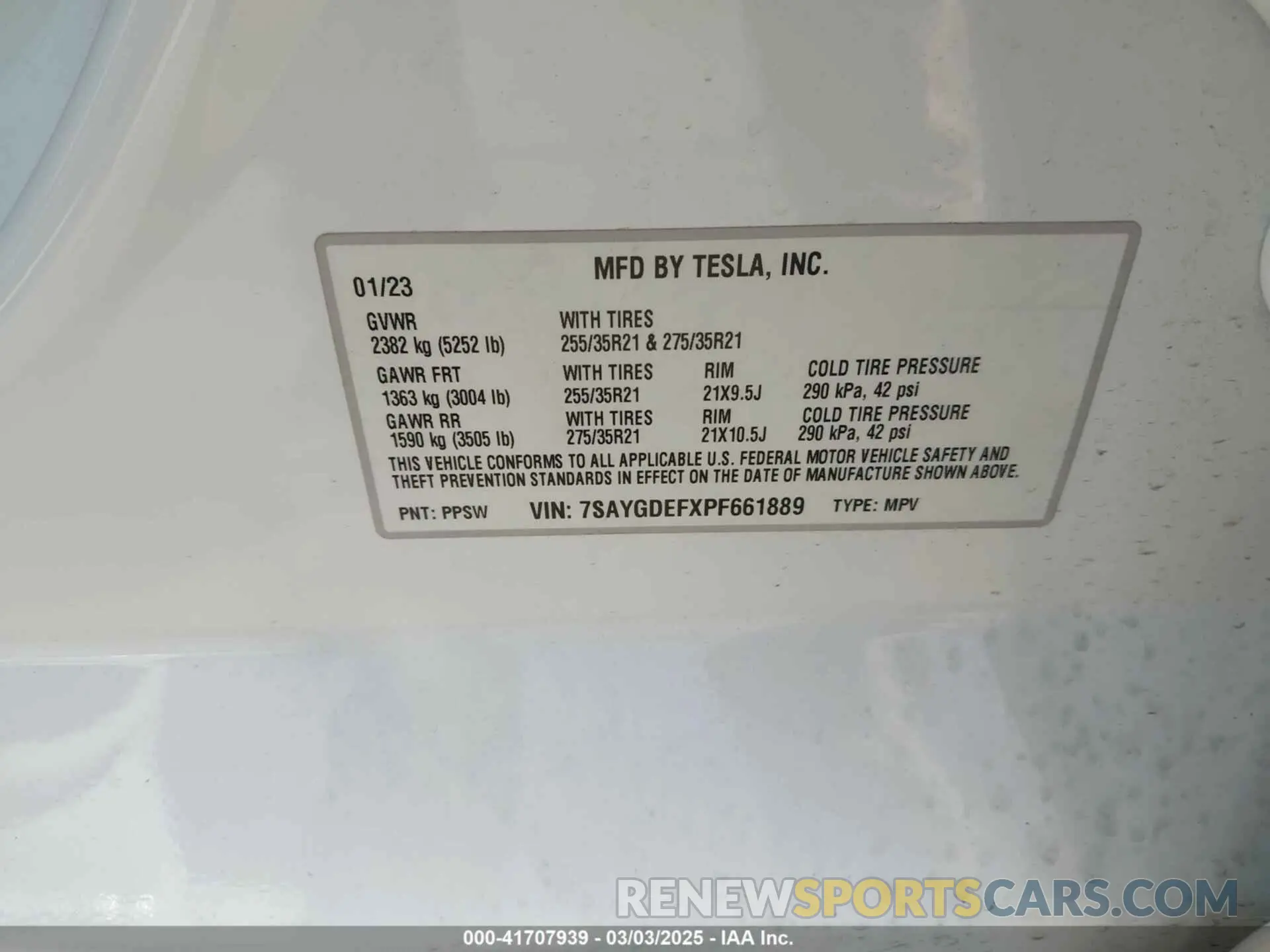9 Фотография поврежденного автомобиля 7SAYGDEFXPF661889 TESLA MODEL Y 2023