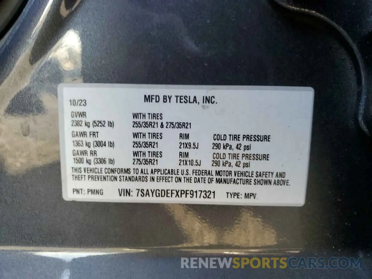 15 Photograph of a damaged car 7SAYGDEFXPF917321 TESLA MODEL Y 2023
