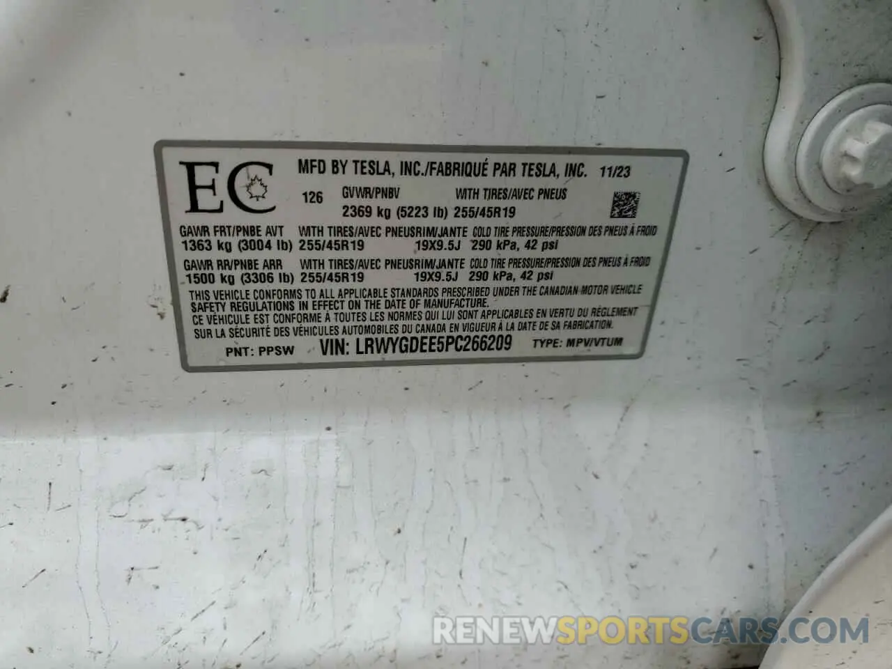 14 Фотография поврежденного автомобиля LRWYGDEE5PC266209 TESLA MODEL Y 2023