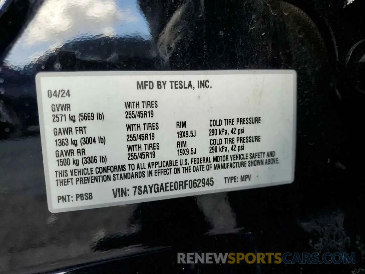 13 Photograph of a damaged car 7SAYGAEE0RF062945 TESLA MODEL Y 2024