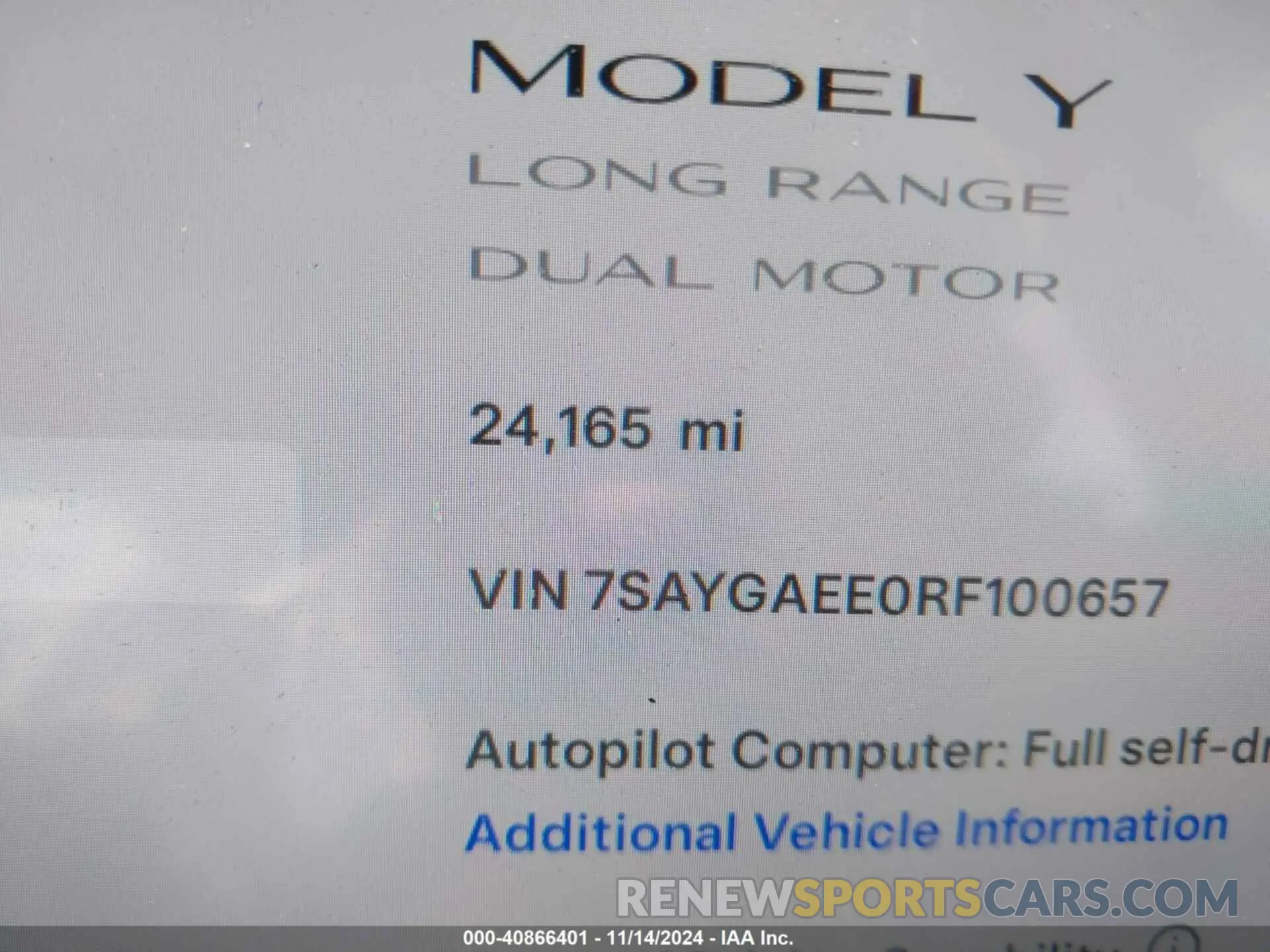 7 Photograph of a damaged car 7SAYGAEE0RF100657 TESLA MODEL Y 2024