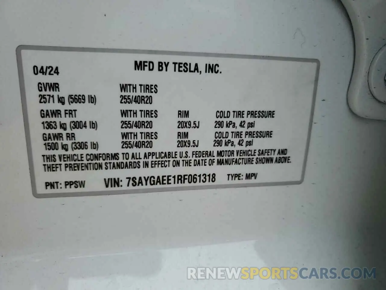 12 Фотография поврежденного автомобиля 7SAYGAEE1RF061318 TESLA MODEL Y 2024