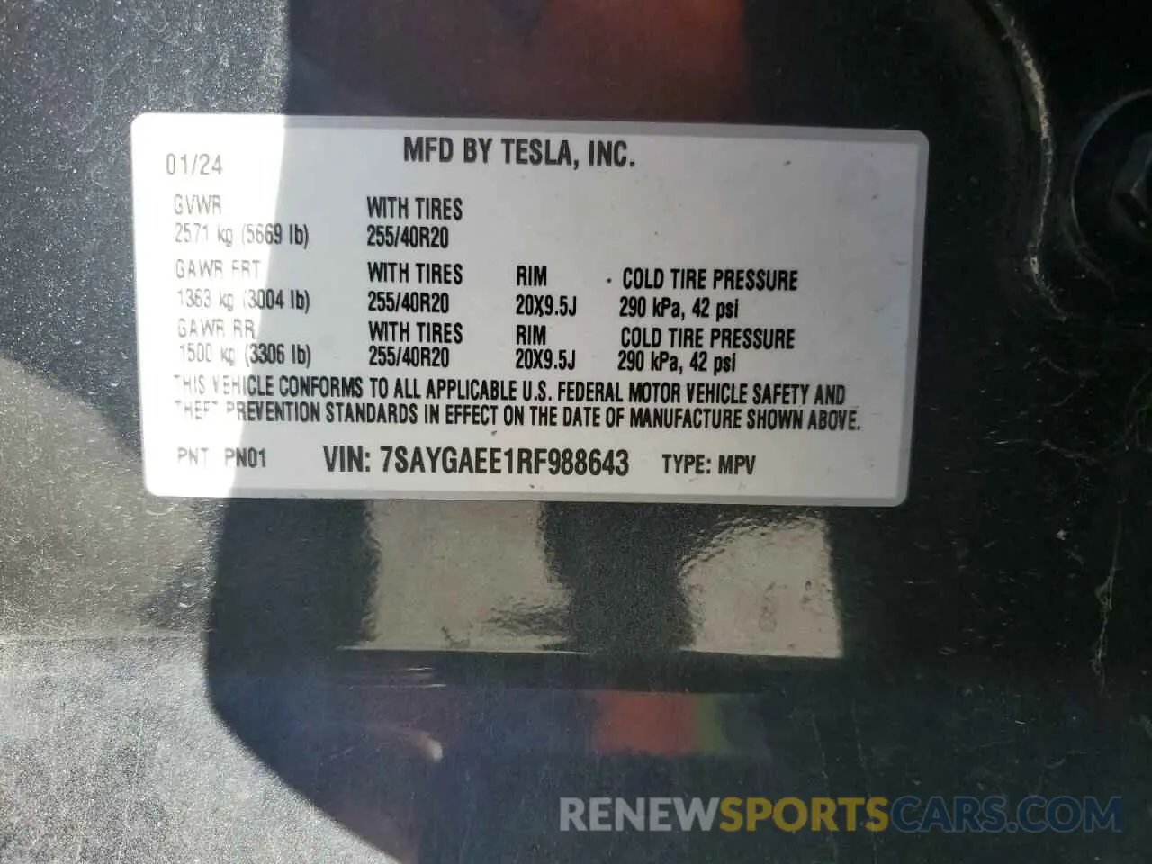 12 Photograph of a damaged car 7SAYGAEE1RF988643 TESLA MODEL Y 2024
