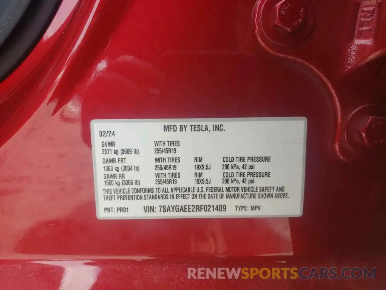 12 Фотография поврежденного автомобиля 7SAYGAEE2RF021409 TESLA MODEL Y 2024
