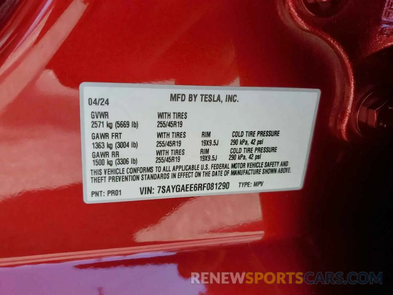 12 Photograph of a damaged car 7SAYGAEE6RF081290 TESLA MODEL Y 2024