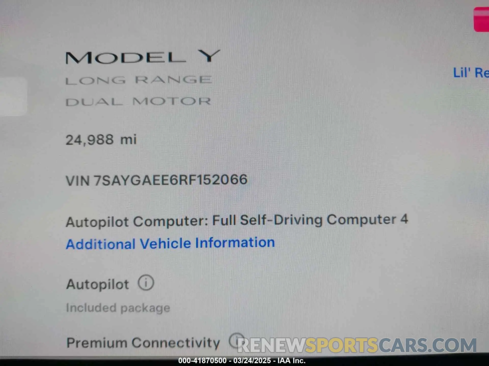 15 Photograph of a damaged car 7SAYGAEE6RF152066 TESLA MODEL Y 2024