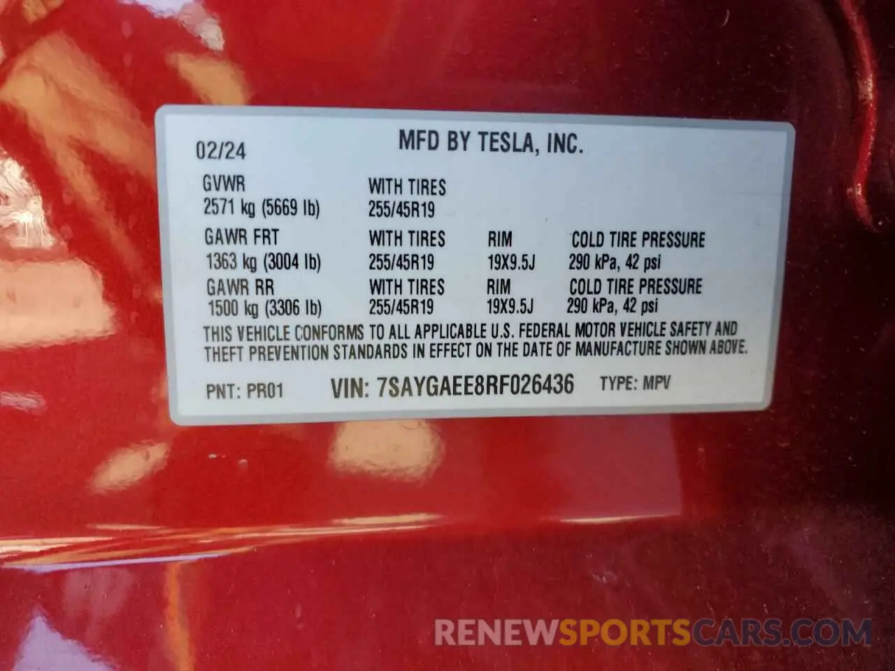 13 Photograph of a damaged car 7SAYGAEE8RF026436 TESLA MODEL Y 2024