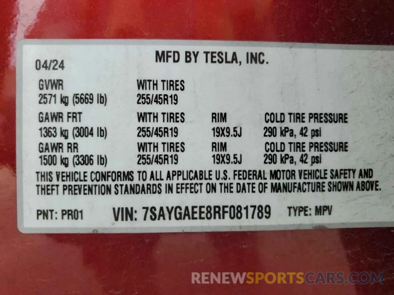 16 Фотография поврежденного автомобиля 7SAYGAEE8RF081789 TESLA MODEL Y 2024
