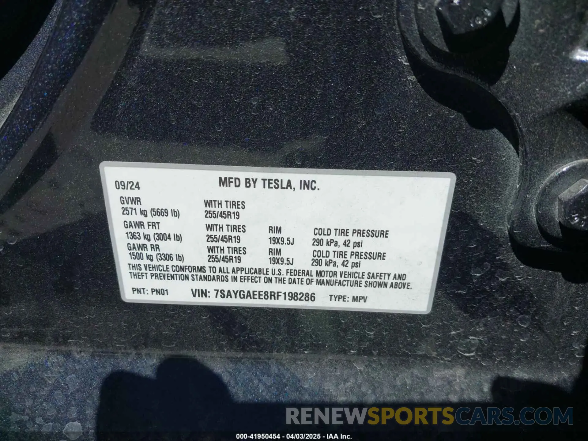 9 Photograph of a damaged car 7SAYGAEE8RF198286 TESLA MODEL Y 2024