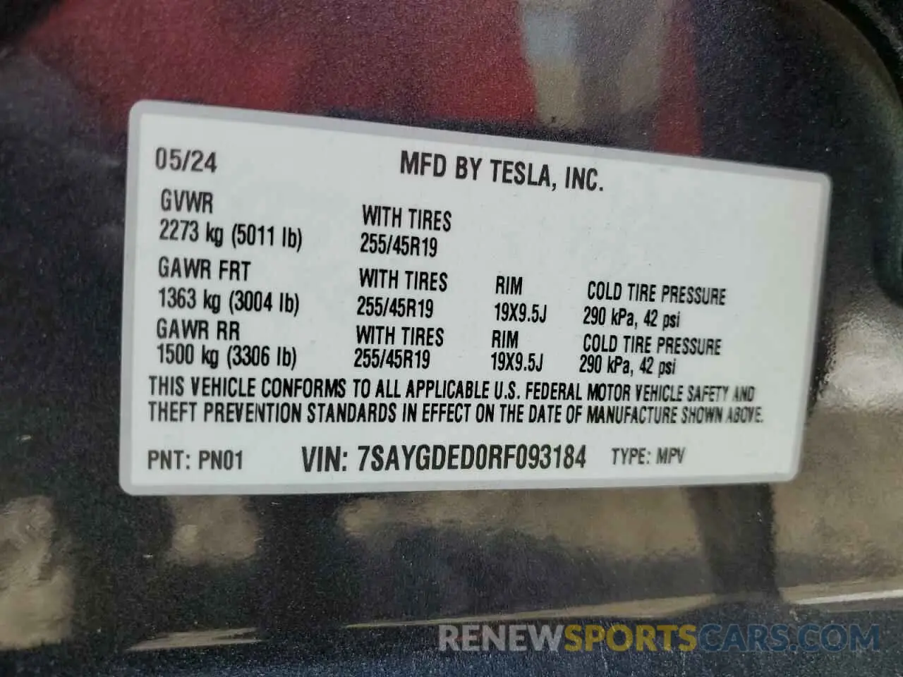 13 Фотография поврежденного автомобиля 7SAYGDED0RF093184 TESLA MODEL Y 2024