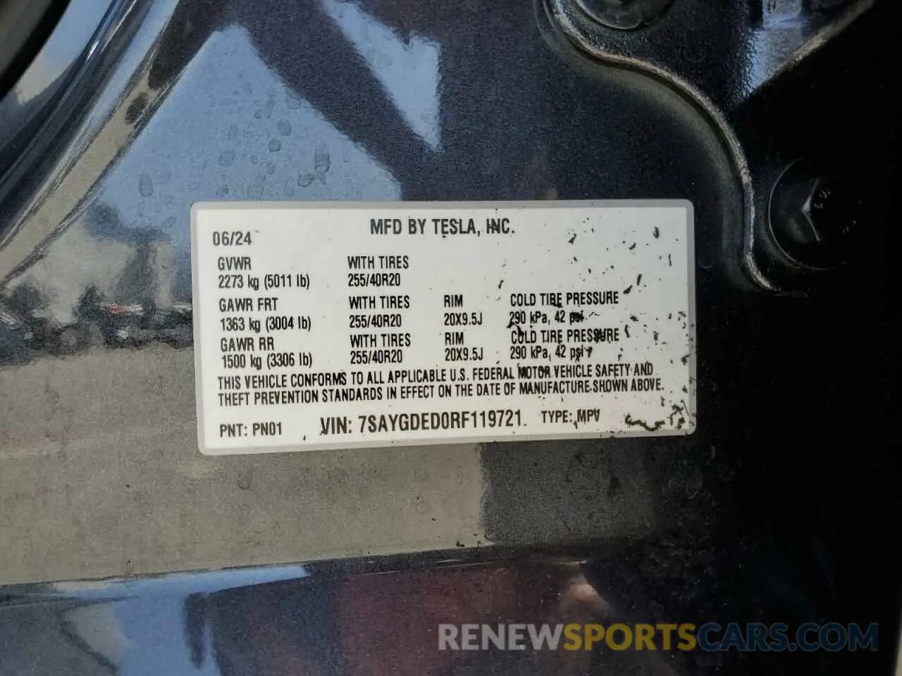 13 Фотография поврежденного автомобиля 7SAYGDED0RF119721 TESLA MODEL Y 2024