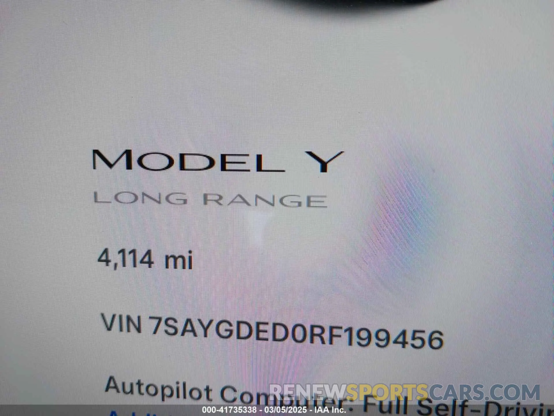 15 Фотография поврежденного автомобиля 7SAYGDED0RF199456 TESLA MODEL Y 2024