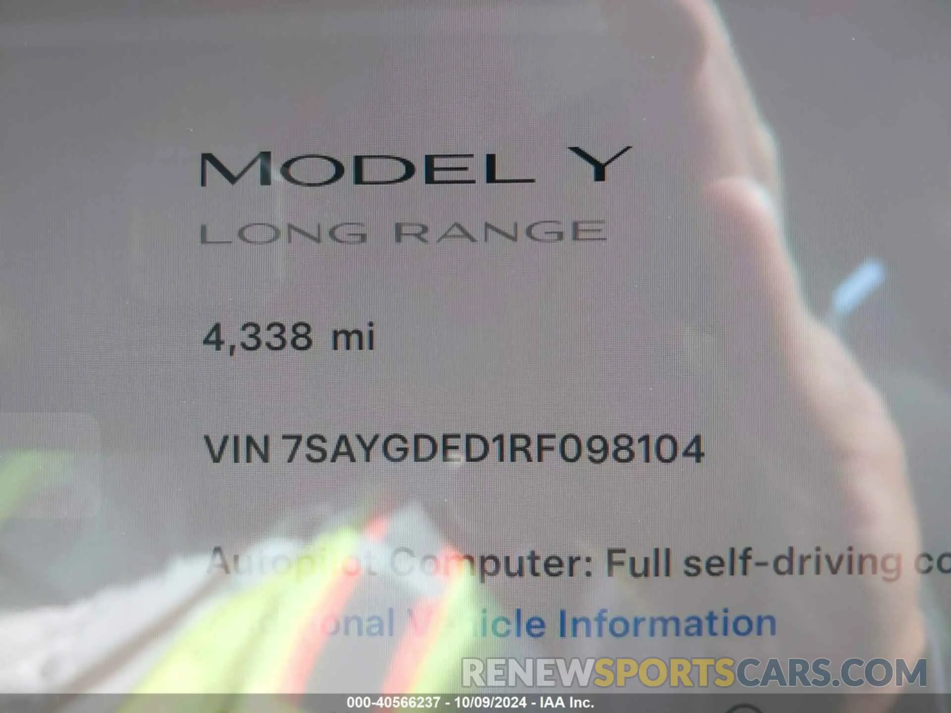 14 Фотография поврежденного автомобиля 7SAYGDED1RF098104 TESLA MODEL Y 2024