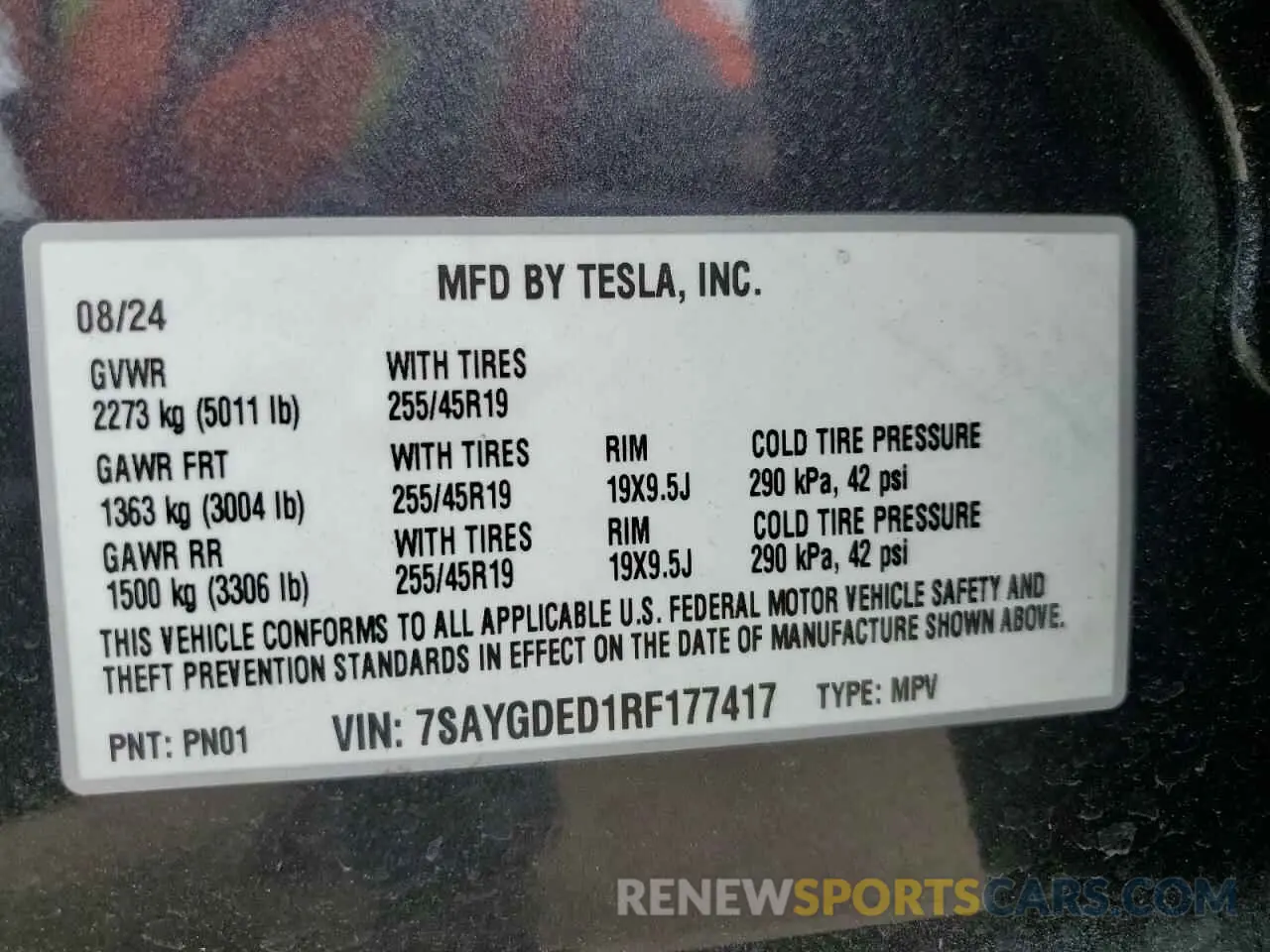 12 Фотография поврежденного автомобиля 7SAYGDED1RF177417 TESLA MODEL Y 2024