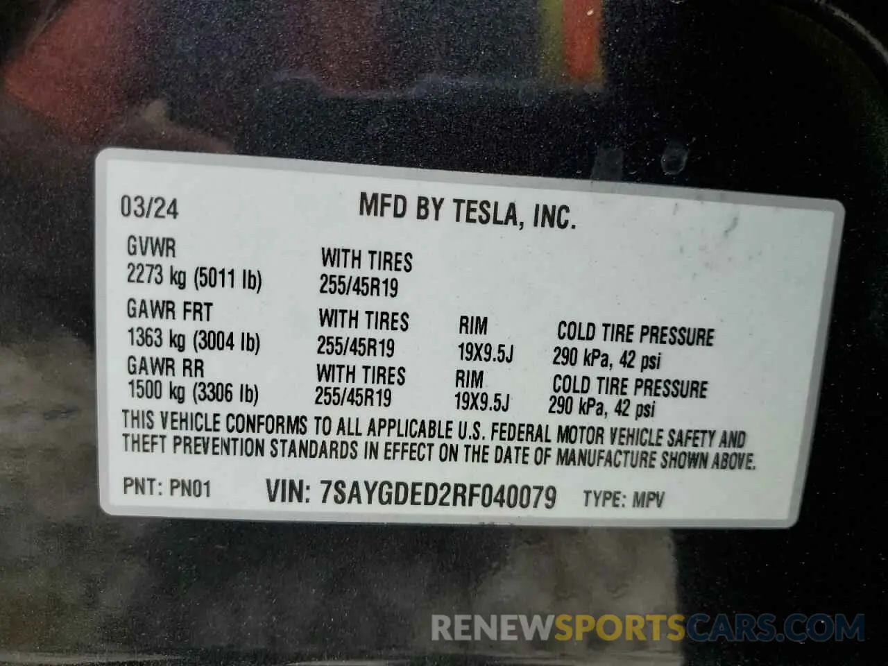 12 Фотография поврежденного автомобиля 7SAYGDED2RF040079 TESLA MODEL Y 2024