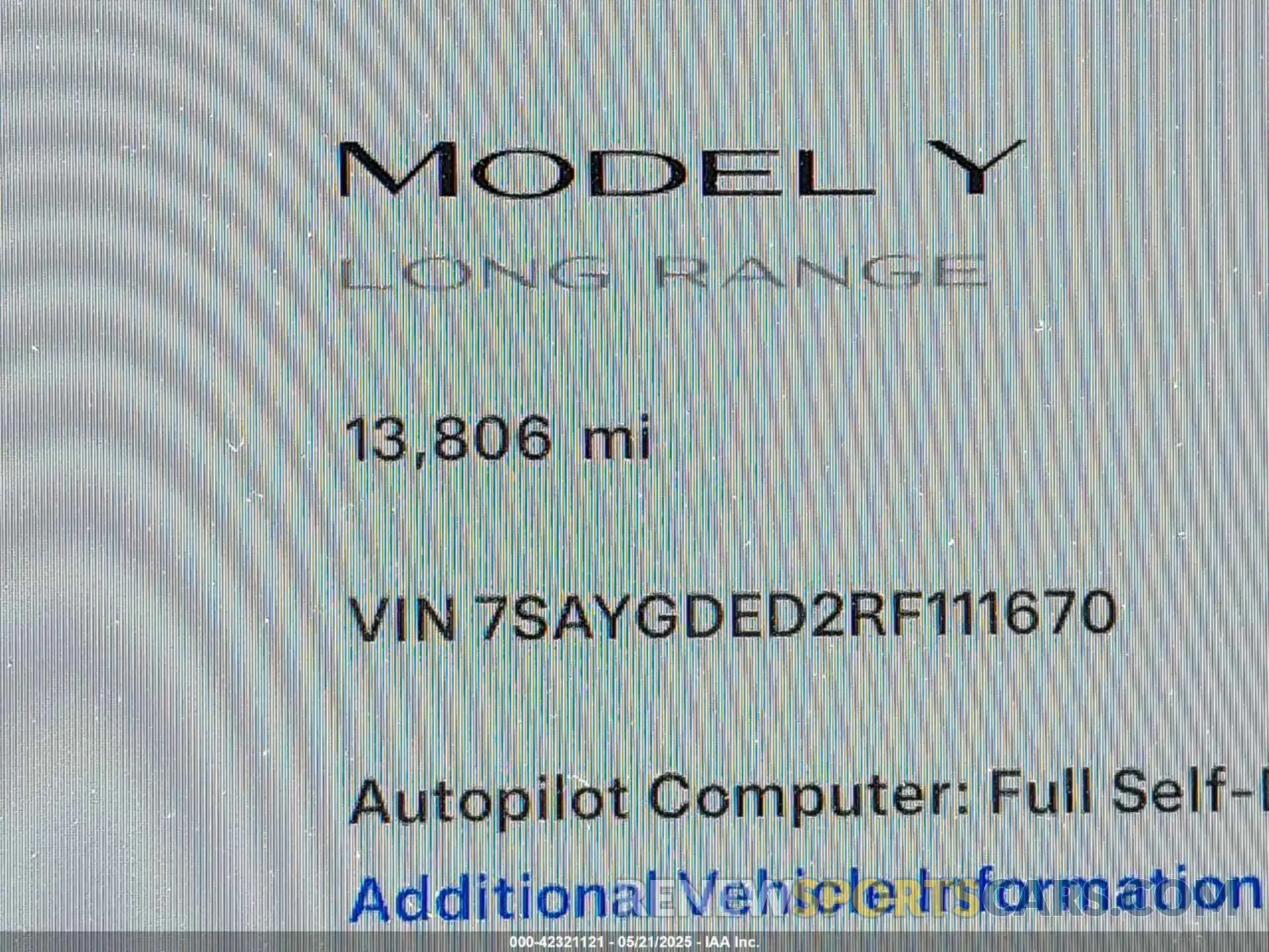 15 Photograph of a damaged car 7SAYGDED2RF111670 TESLA MODEL Y 2024