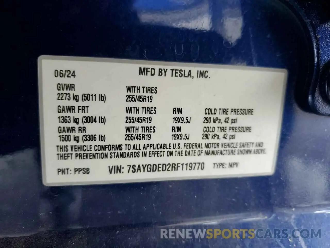 13 Photograph of a damaged car 7SAYGDED2RF119770 TESLA MODEL Y 2024
