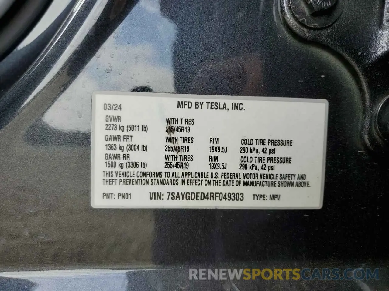 14 Photograph of a damaged car 7SAYGDED4RF049303 TESLA MODEL Y 2024