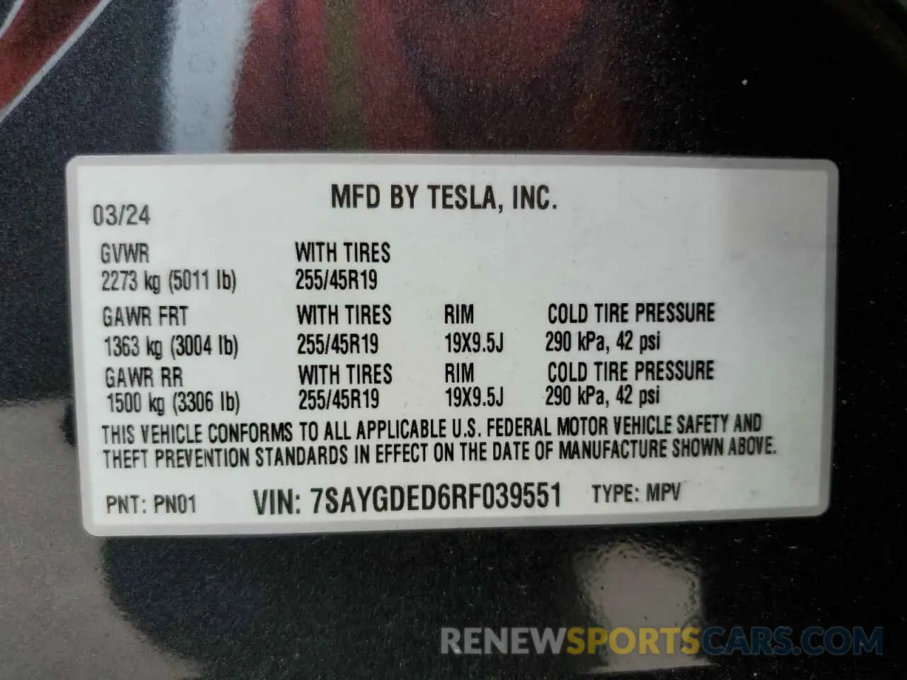 13 Photograph of a damaged car 7SAYGDED6RF039551 TESLA MODEL Y 2024