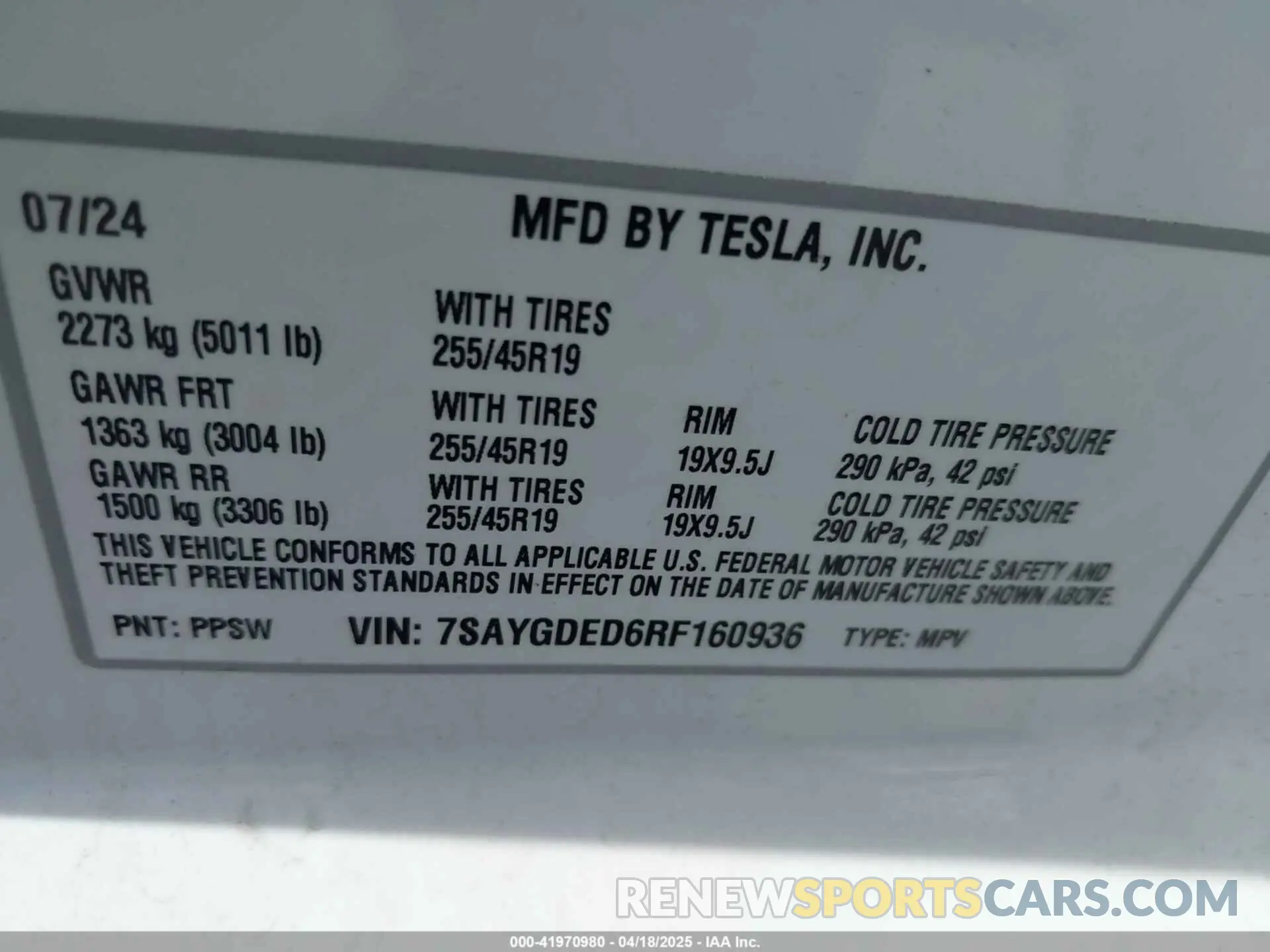 9 Фотография поврежденного автомобиля 7SAYGDED6RF160936 TESLA MODEL Y 2024