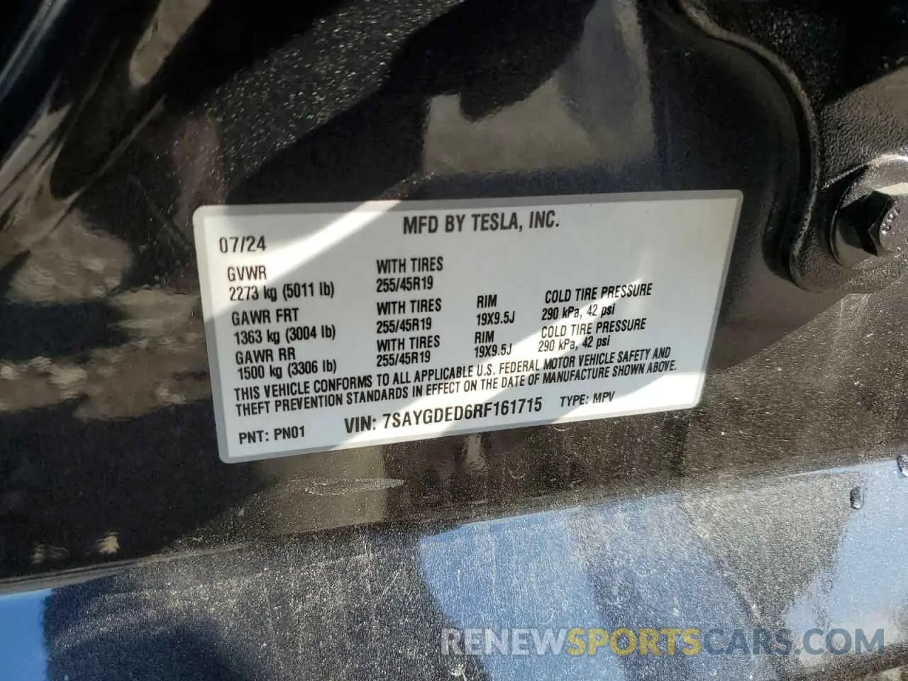 14 Фотография поврежденного автомобиля 7SAYGDED6RF161715 TESLA MODEL Y 2024